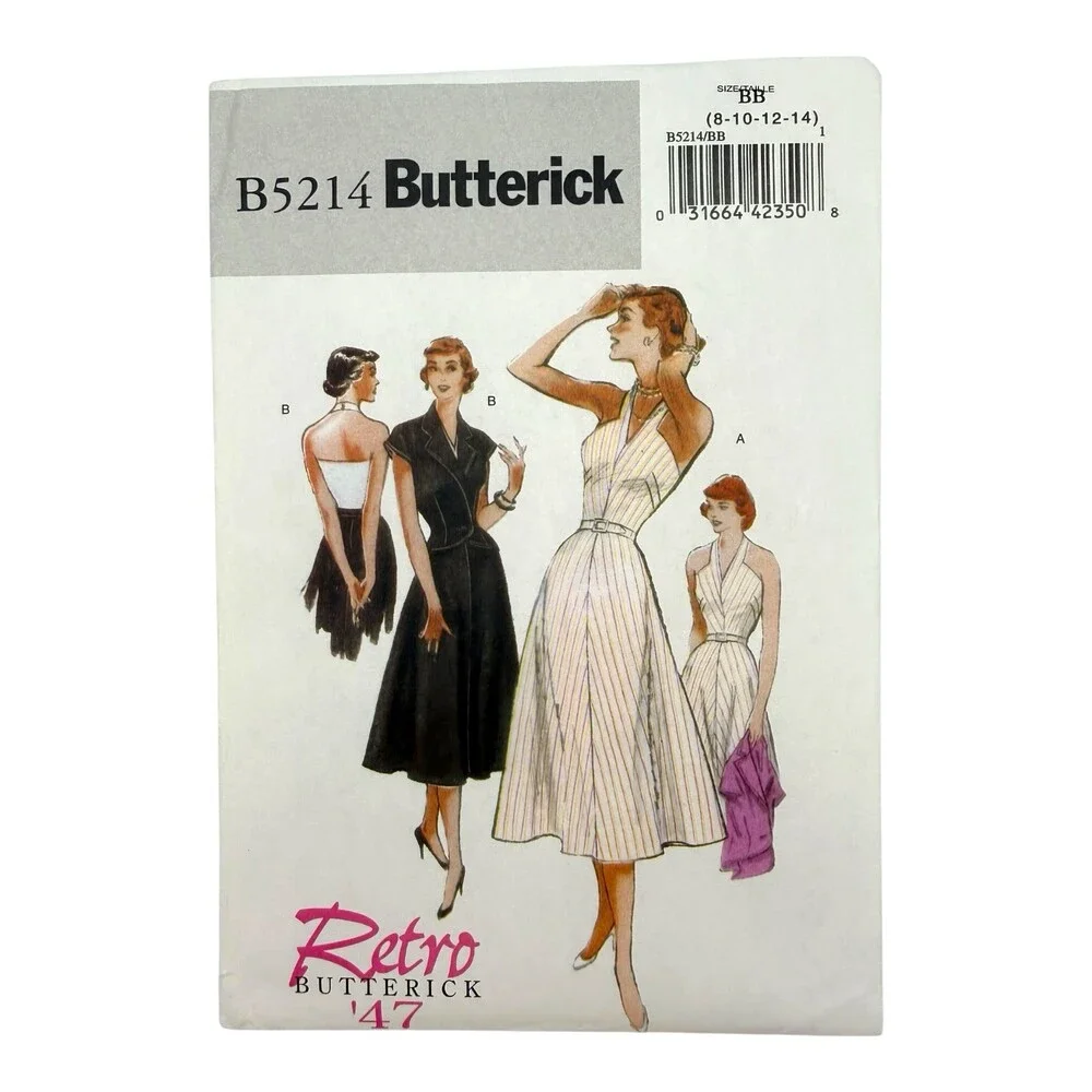 2008 Butterick Retro '47 Sewing Pattern Misses Jacket Dress & Belt Sz8-14 #B5214